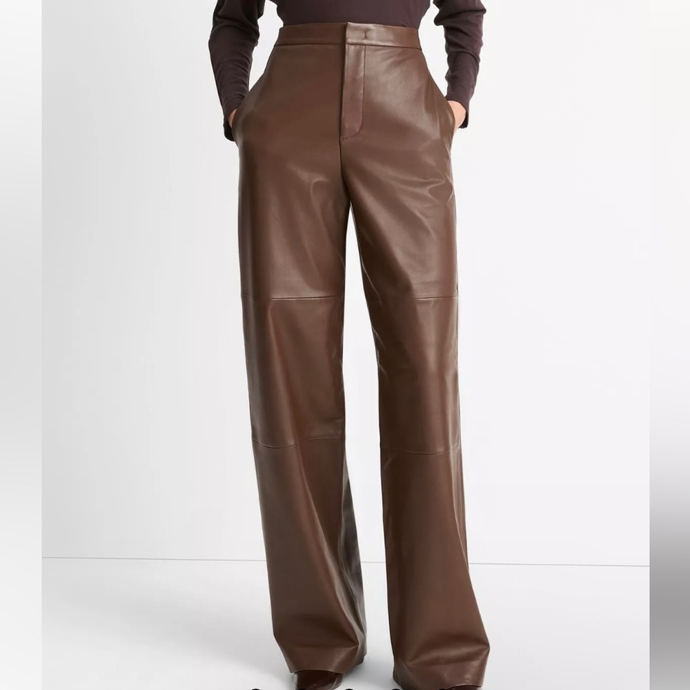 Vince Leather Wide-Leg Utility Pant